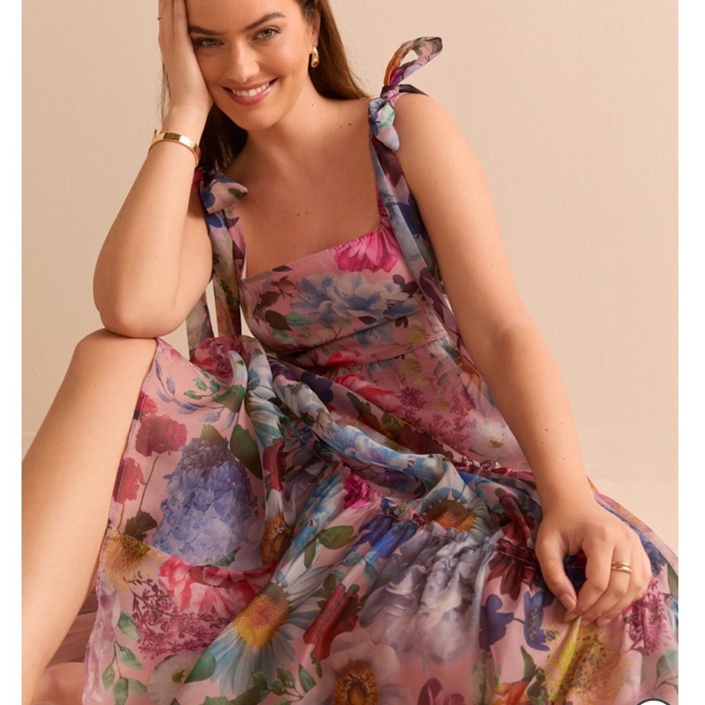 Francesca's Collections Vibrant Floral Midi Dress